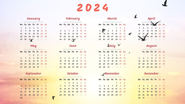 Photo 2024 annual calendar beautiful printable design