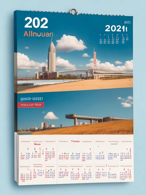 Foto illustrazione del calendario 2024 modello mock up la settimana inizia domenica