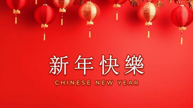 2024 chinese new year greeting with lanterns