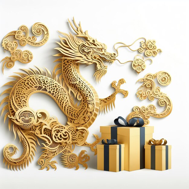 2024 chinese new year year of the dragon banner template design illustration ai generated