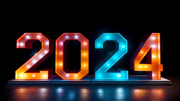 2024年フォント番号デザイン 新年あけましておめでとうございます 2024年背景イラスト