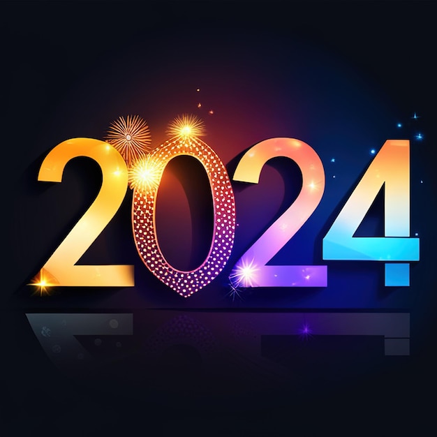 2024 golden bold letters symbol colored design Happy new year background