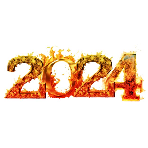 Photo 2024 golden luxury text effect fire effect