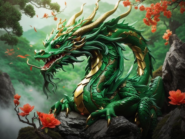 Premium AI Image  2024 Green Wood Dragon's Celebration