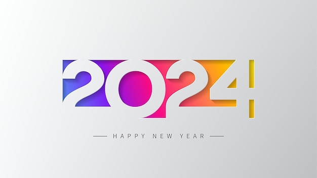 사진 2024 새해 축하 배너 다채로운 숫자와 함께  ⁇ 터 일러스트레이션 2024 트렌디한 그래디언트
