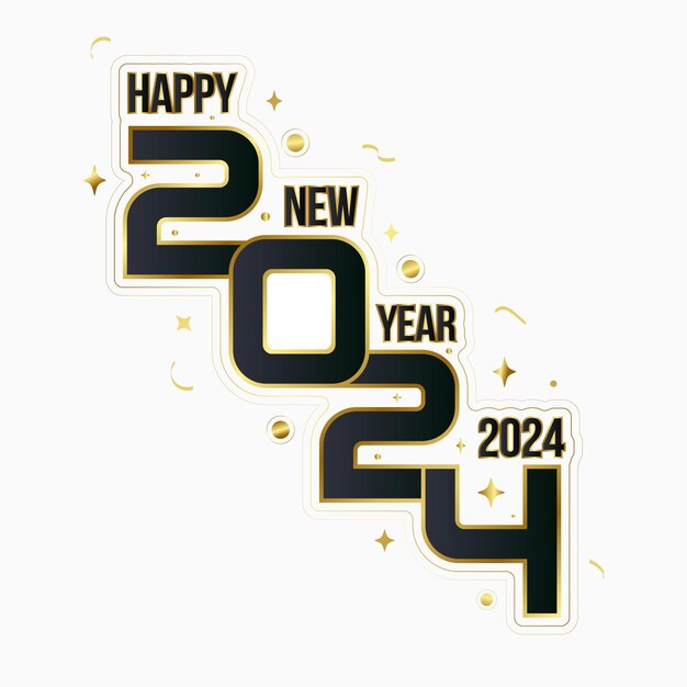 Photo 2024 happy new year text design template vector illustration