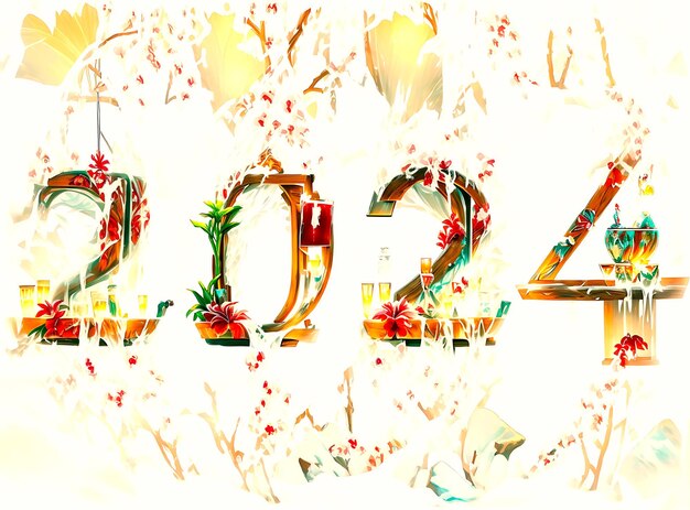 2024 Happy new year theme 3D text effect