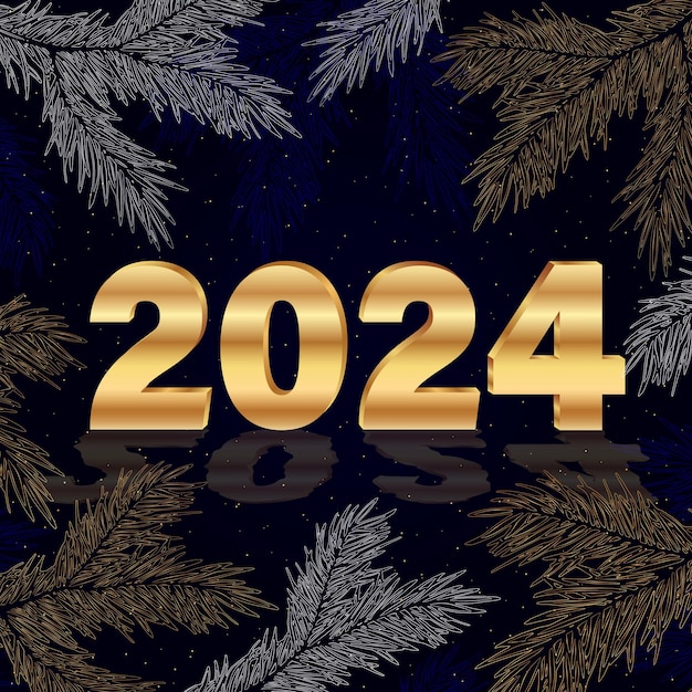 2024 Happy New Year vectorillustratie met een lichte achtergrond