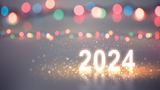 2024 met een wazige achtergrond Gelukkige Nieuwjaar 2024