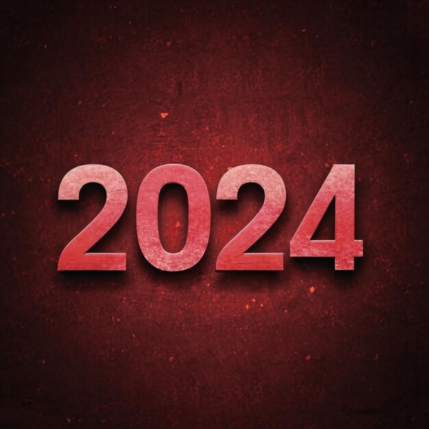 Photo 2024 modern typography on a red background