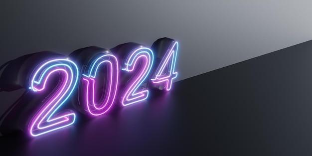 Foto illustrazione 3d in stile neon 2024