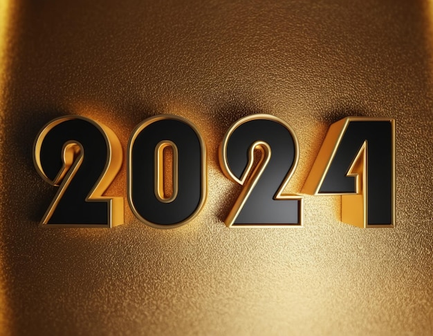 Photo 2024 new year 3d text background