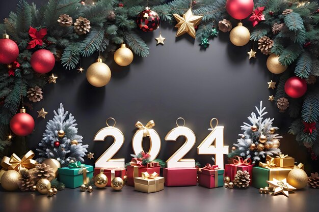 Фото 2024 новый год рождественский фон кисти
