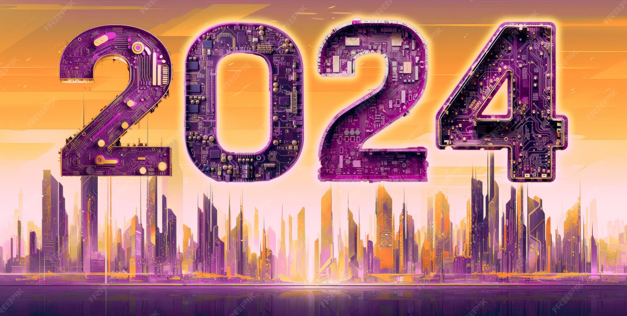 Premium AI Image 2024 new year digital technology concept above