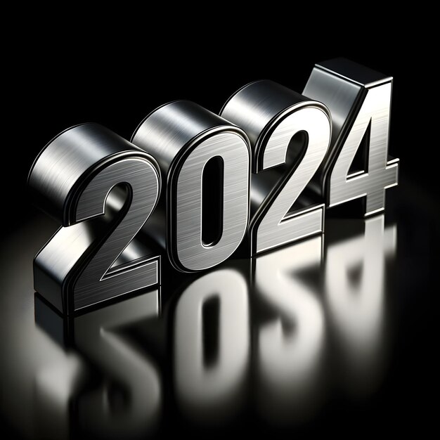 Photo 2024 silver metallic 3d numerals