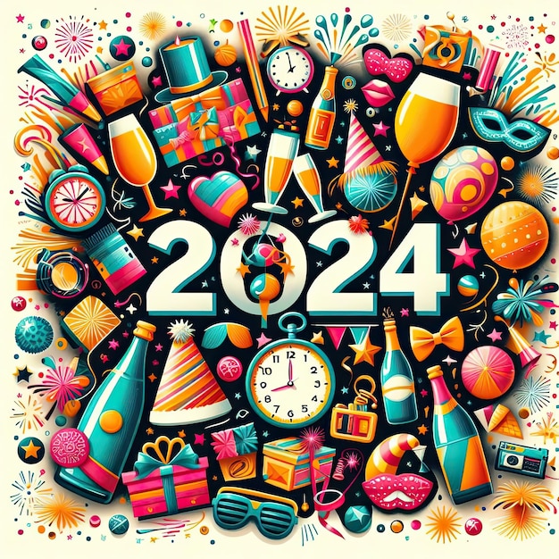 2024 Vector Illustration Happy New Year 2024