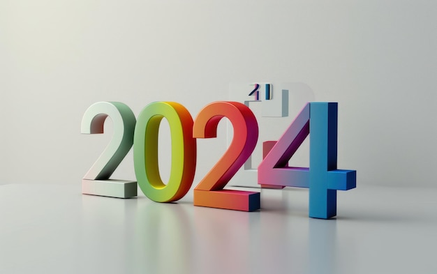 2024 Vibrant 3D Text Gelukkig Nieuwjaar thema