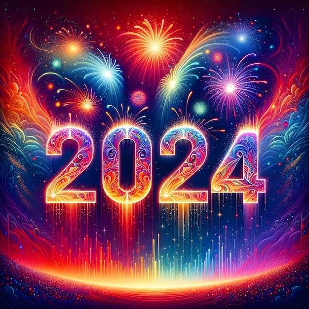 2024 Vuurwerk Spectacle Radiant Neon Nieuwjaarsviering