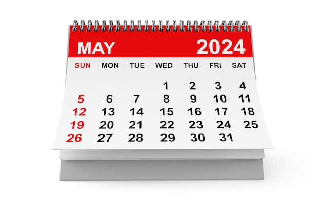 2024 Year May Calendar 3d rendering