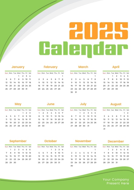 2025 Calendar Premium ontwerp manipuleren