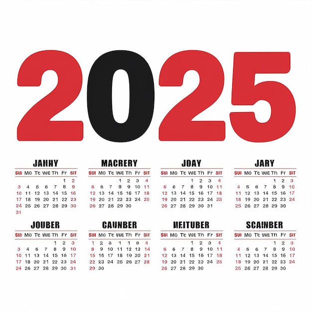 2021 年のカレンダー テンプレート 簡単に編集可能な赤と黒の組み合わせ