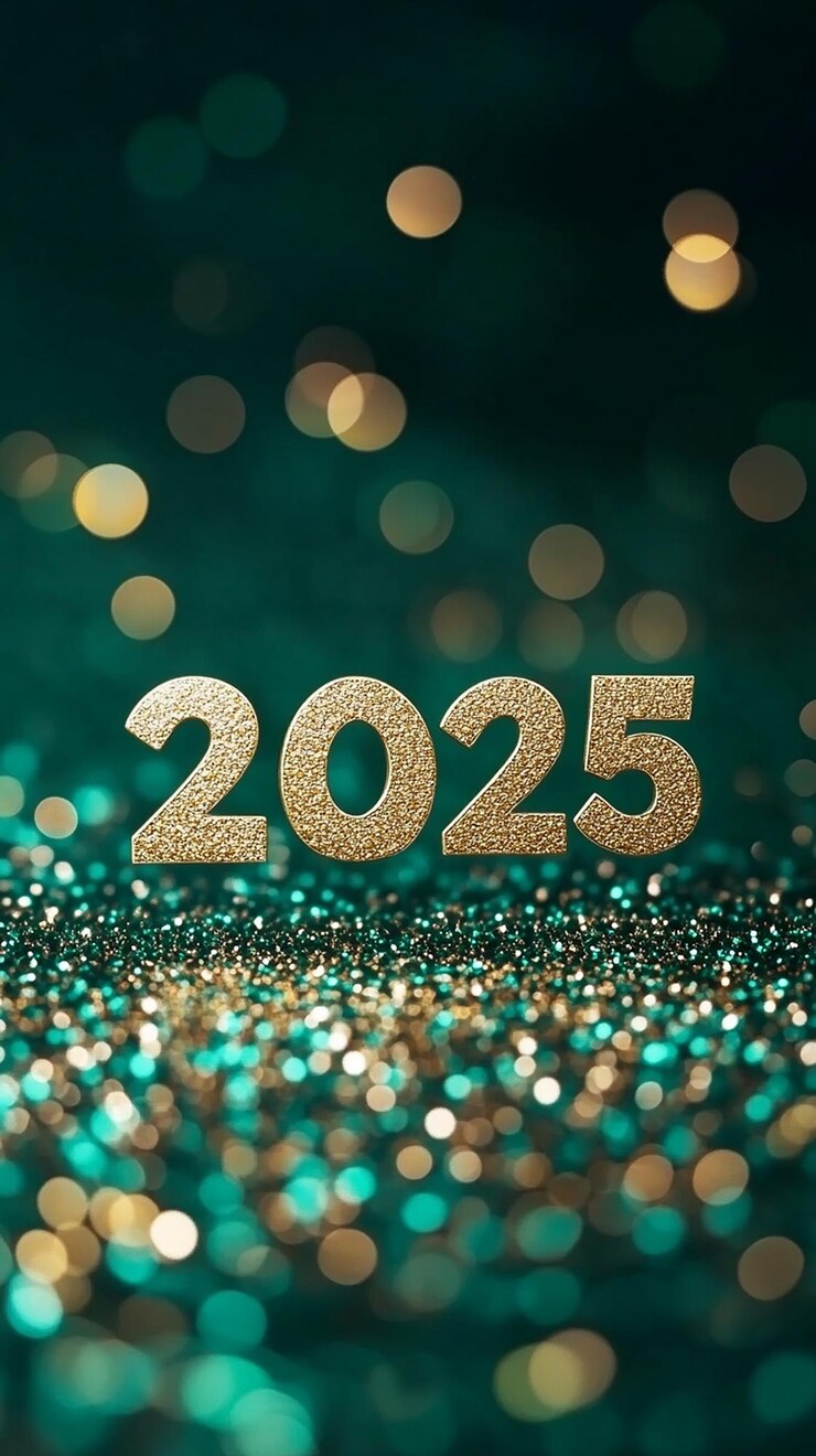 Photo 2025 happy new year on a clean green screen ultrawide shot