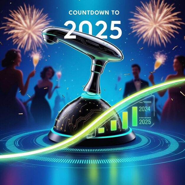 2025 a loading progress meter on New Years Eve turning the year 2024 to 2025 Premium AI