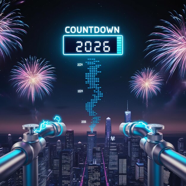 2025 a loading progress meter on New Years Eve turning the year 2024 to 2025 Premium AI