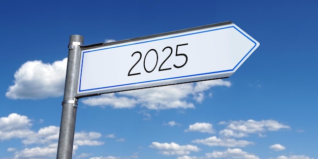 2025 metal signpost with one arrow