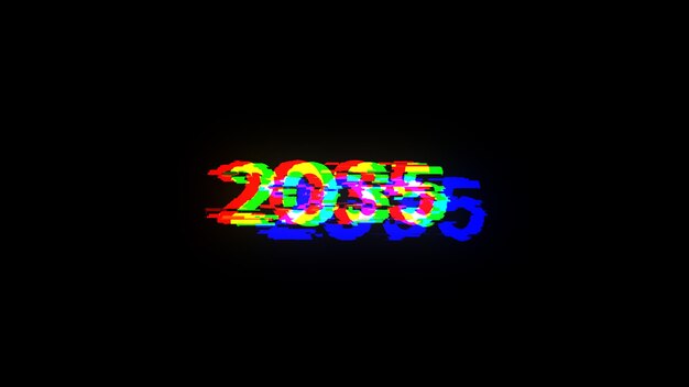 사진 2035 기술적 장애의 화면 효과를 가진 텍스트