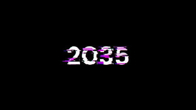 2035 text with screen effects of technological glitches