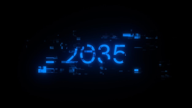 2035 text with screen effects of technological glitches
