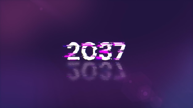 2037 기술적 장애의 화면 효과를 가진 텍스트