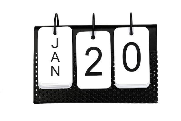 Foto 20 gennaio - data sul calendario in metallo