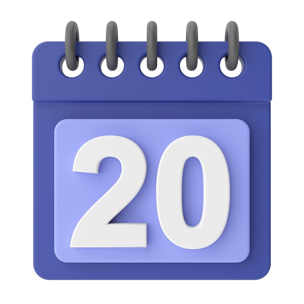 20th Twentieth day of month 3D calendar icon