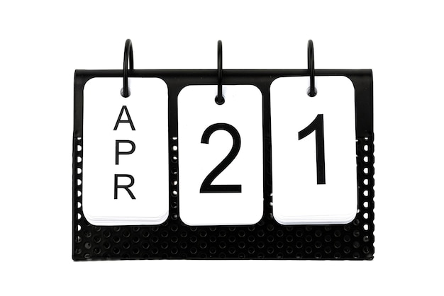 21 april - datum op de metalen kalender