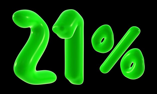 21 percent with green color for sale discount promotion and business concept