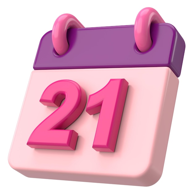 21ste 21ste dag van de maand Kalender 3D-illustratie