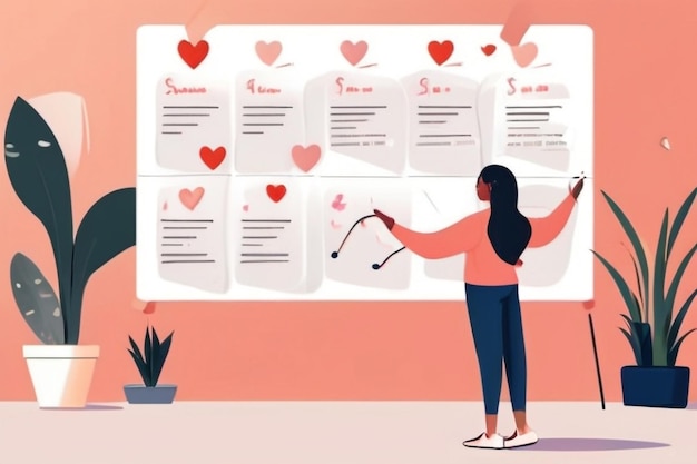 22 Design a vector of a person creating a selflove roadmap with milestones