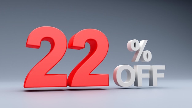 22 Percent Off Text in 3D Red 22 Off 3D Text 22 Распродажа 22 Off Sale Text