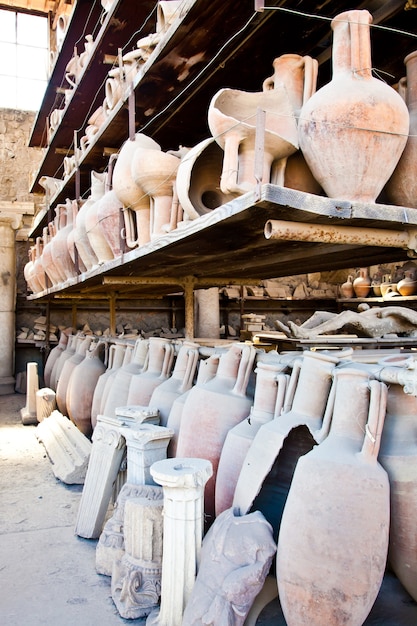 2200 years old amphoras for whine, Pompei site, Italy