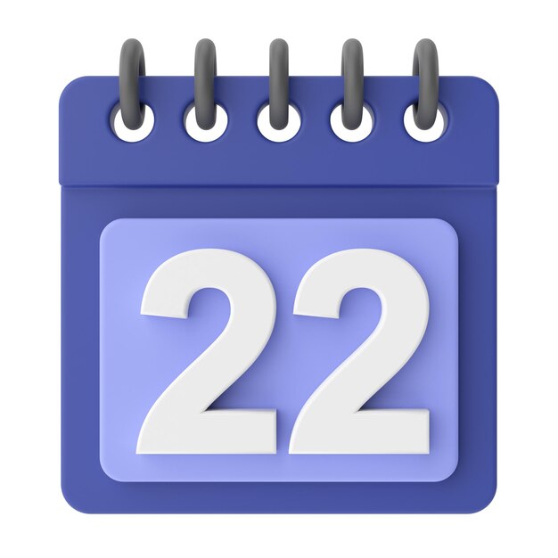 22nd Twentysecond day of month 3D calendar icon