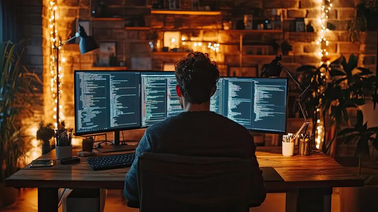 Photo 23 developer working on a website with multiple tabs open multitasking in web development efficient coding setup