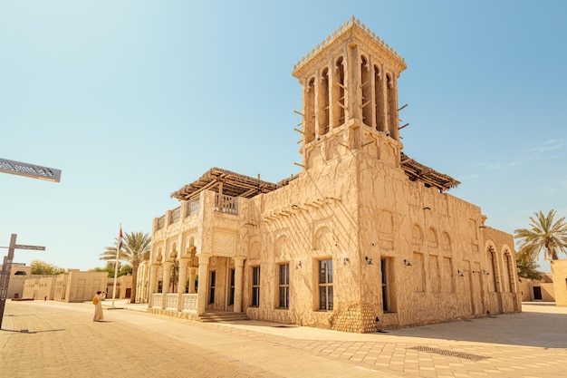 23 February 2021 Dubai UAE majestic House of Sheikh Said Al Maktoum in traditional Arabic architecture with wind tower