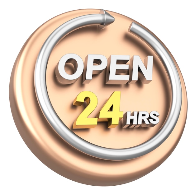 24 часа икона Открыть весь день 3D иллюстрация