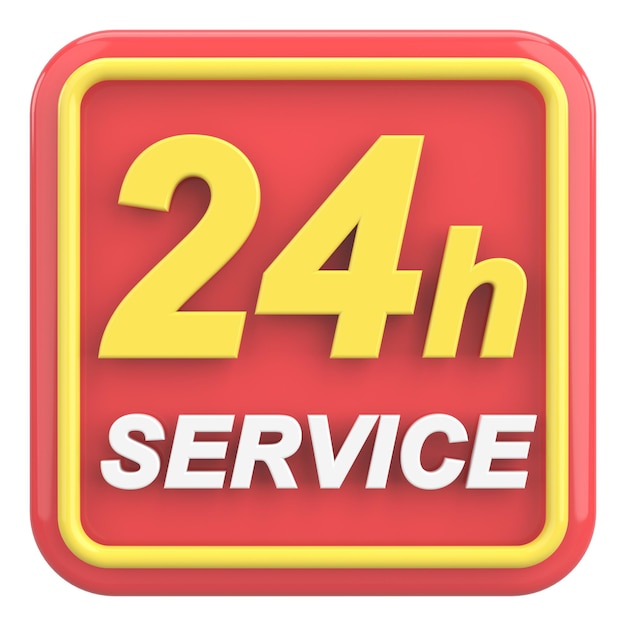 24 hours icon open all day 3d illustration