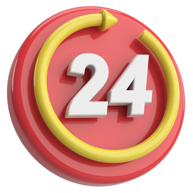 24 hours service icon 3D illustration