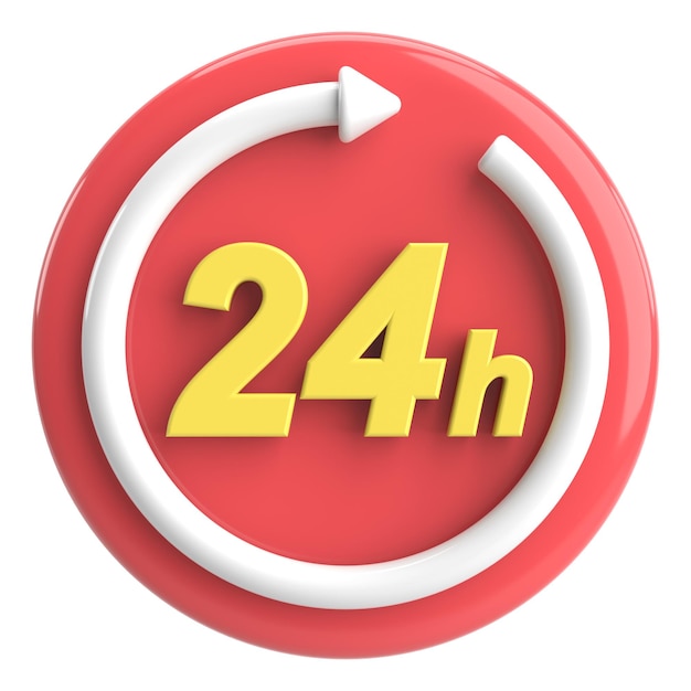 24 hours service icon 3D illustration