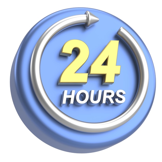 Photo 24 hours service icon 3d illustration