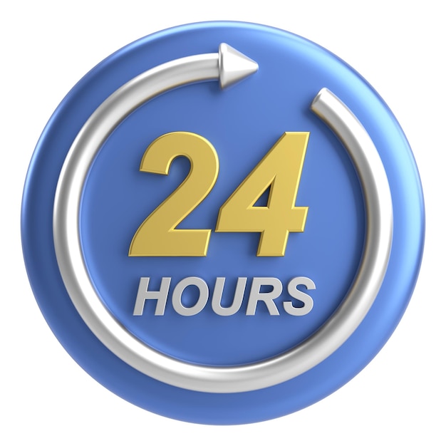 Photo 24 hours service icon 3d illustration